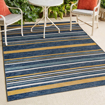 Janus Classic Coastal Ticking Stripe Reversible Machine-Washable Indoor/Outdoor Area Rug